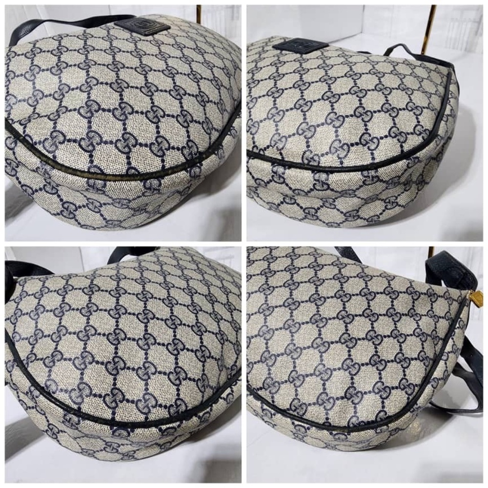 Authentic GUCCI Vintage GG Supreme Canvas Shoulder/Crossbody Bag Beige/Black - Picture 8 of 13